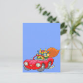 Carte Postale Illustration de dessin d'un chat conduisant une vo (Debout devant)