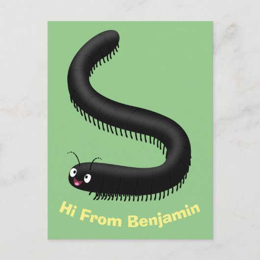 Carte Postale Illustration de dessin mignon millipede (Devant)