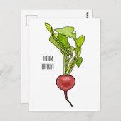 Carte Postale Illustration de dessin Radish (Devant / Derrière)
