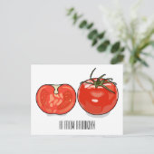 Carte Postale Illustration de dessin sur la tomate (Debout devant)