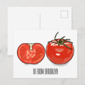 Carte Postale Illustration de dessin sur la tomate (Devant / Derrière)