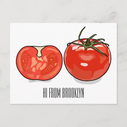 Carte Postale Illustration de dessin sur la tomate (Devant)