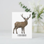 Carte Postale Illustration de dessin sur le cerf (Debout devant)