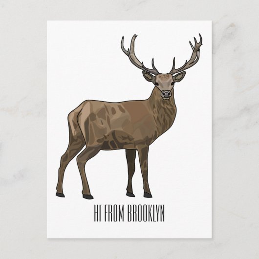 Carte Postale Illustration de dessin sur le cerf (Devant)