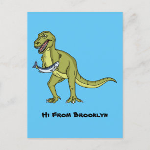 Carte Postale Illustration de dinosaure T rex drôle