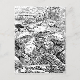 Carte Postale Illustration de dinosaures vintage des années 1800