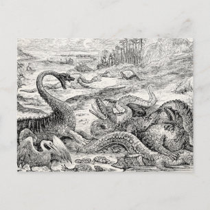 Carte Postale Illustration de dinosaures vintage des années 1800