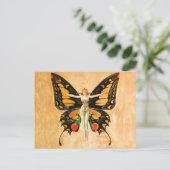 Carte Postale Illustration de femme volant papillon flapper (Debout devant)