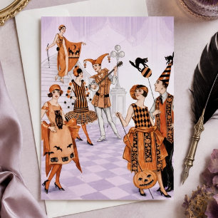 Carte Postale Illustration de fête d'Halloween Art Déco vintage