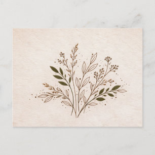 Carte Postale Illustration de feuille d'art en ligne botanique b