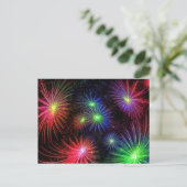 Carte Postale Illustration de feux d'artifice colorés (Debout devant)
