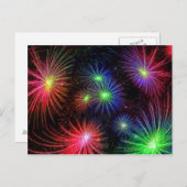 Carte Postale Illustration de feux d'artifice colorés (Devant / Derrière)