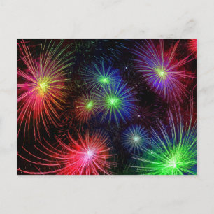 Carte Postale Illustration de feux d'artifice colorés