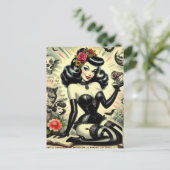 Carte Postale Illustration de fille gothique vintage (Debout devant)