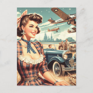 Carte Postale Illustration de fille Vintage