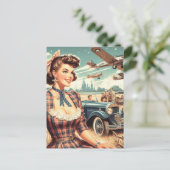 Carte Postale Illustration de fille Vintage (Debout devant)