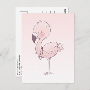 Carte Postale Illustration de Flamant rose rose mou