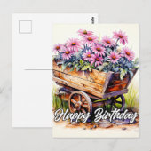 Carte Postale Illustration de fleur d'aster fraîchement cueillie (Devant / Derrière)