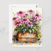 Carte Postale Illustration de fleur d'aster fraîchement plantée (Devant / Derrière)