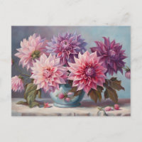 Illustration de fleurs de dahlia dans un vase natu