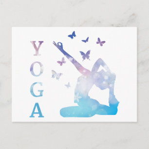 Carte Postale Illustration de fleurs et de papillons de yoga