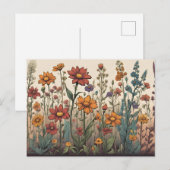 Carte Postale Illustration de fleurs sauvages poussant dans le c (Devant / Derrière)
