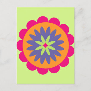 Carte Postale illustration de formes florales orange et rose