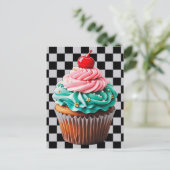 Carte Postale Illustration de gâteau d'anniversaire Cupcake  (Debout devant)