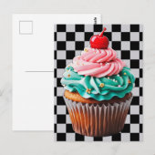 Carte Postale Illustration de gâteau d'anniversaire Cupcake  (Devant / Derrière)