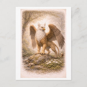 Carte Postale Illustration de griffon de style vintage (série my