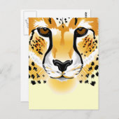 Carte Postale illustration de gros plan de la tête de guépard (Devant / Derrière)