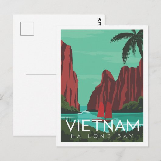 Carte Postale Illustration de Ha long Bay Vietnam Travel Place (Devant / Derrière)