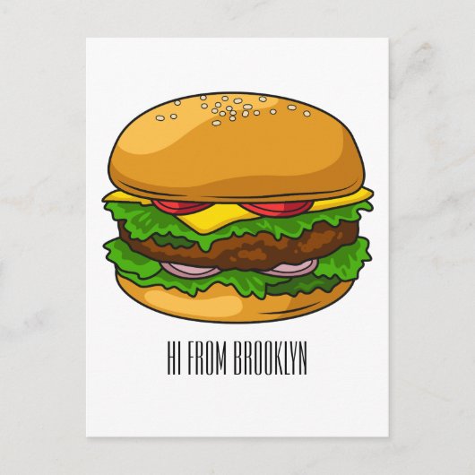 Carte Postale Illustration de Hamburger (Devant)