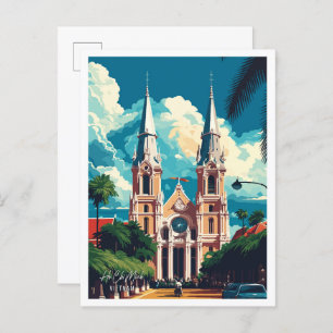 Carte Postale Illustration de Ho Chi Minh Vietnam Vintage voyage