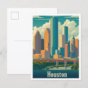 Carte Postale Illustration de Houston Texas Art Vintage voyage