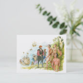 Carte Postale Illustration de Jacques Cartier discutant avec (Debout devant)