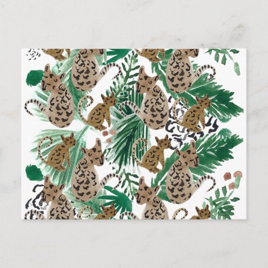 Carte Postale Illustration de jaguar à l'aquarelle Impression d' (Devant)