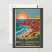 Carte Postale Illustration de kangourous de l'île de North Strad (Devant / Derrière)