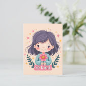 Carte Postale Illustration de Kawaii "Be Kind" - Art Intéressant (Debout devant)