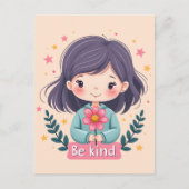 Carte Postale Illustration de Kawaii "Be Kind" - Art Intéressant (Devant)