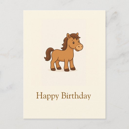 Carte Postale Illustration de Kawaii Horse (Devant)