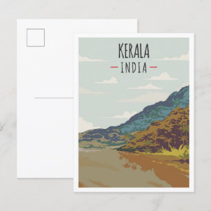 Carte Postale Illustration de Kerala India Art Vintage voyage