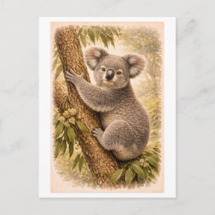 Carte Postale Illustration de koala de style vintage