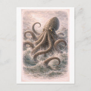 Carte Postale Illustration de Kraken de style vintage (série Myt