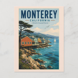 Carte Postale Illustration de la baie de Monterey en Californie,