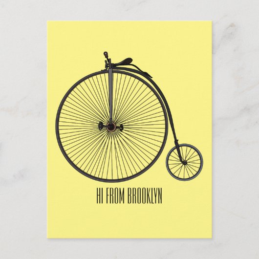 Carte Postale Illustration de la bande dessinée de vélo à grande (Devant)