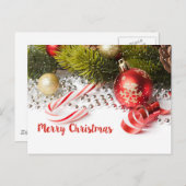 Carte Postale Illustration De La Branche De Pin Vert Et Des Lant (Devant / Derrière)