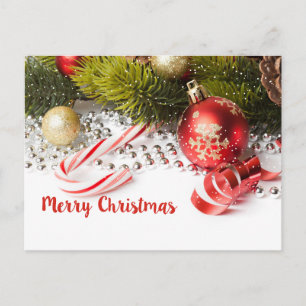 Carte Postale Illustration De La Branche De Pin Vert Et Des Lant