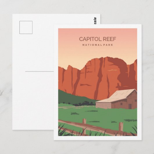 Carte Postale Illustration de la célèbre place de voyage Capitol (Devant / Derrière)