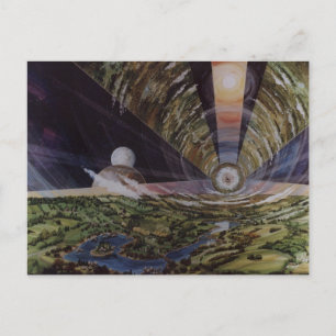 Carte Postale Illustration de la colonie spatiale vintage